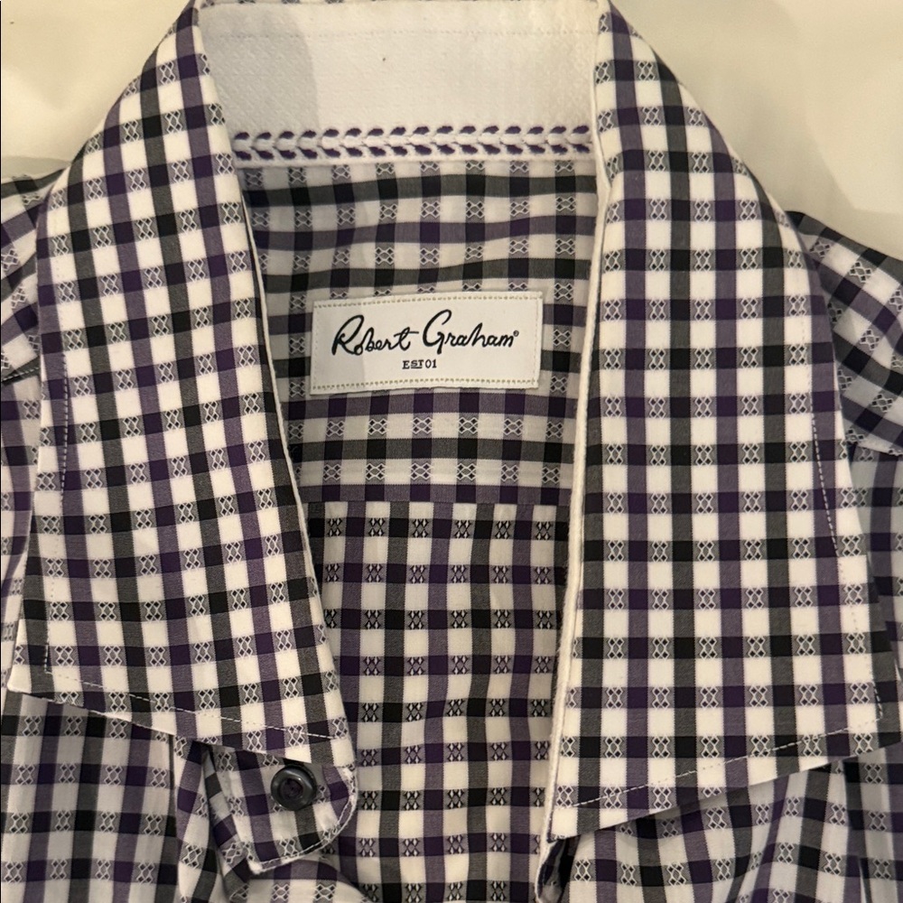 Robert Graham Men's Purple and White Check Shirt